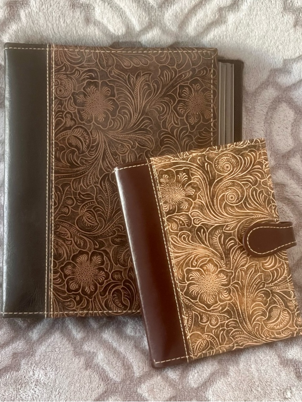 Rustic Photo Album Bundle Tooled Leather Western Farmhouse Set